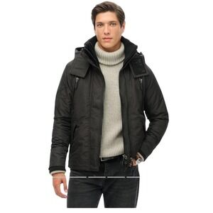 Superdry Mountain SD Windcheater Jacket Men XL Black New Triple Zip Quilted Hood